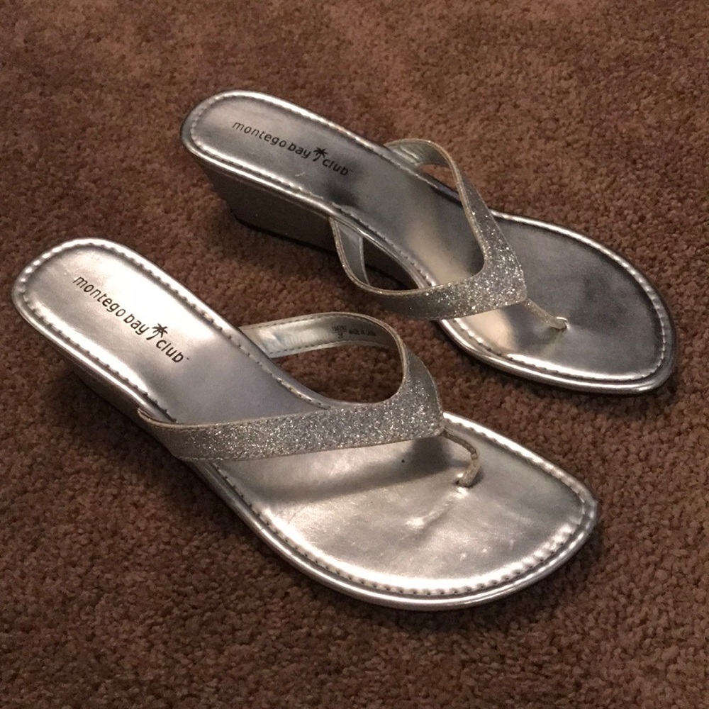 Silver Sandals with Wedge Heel